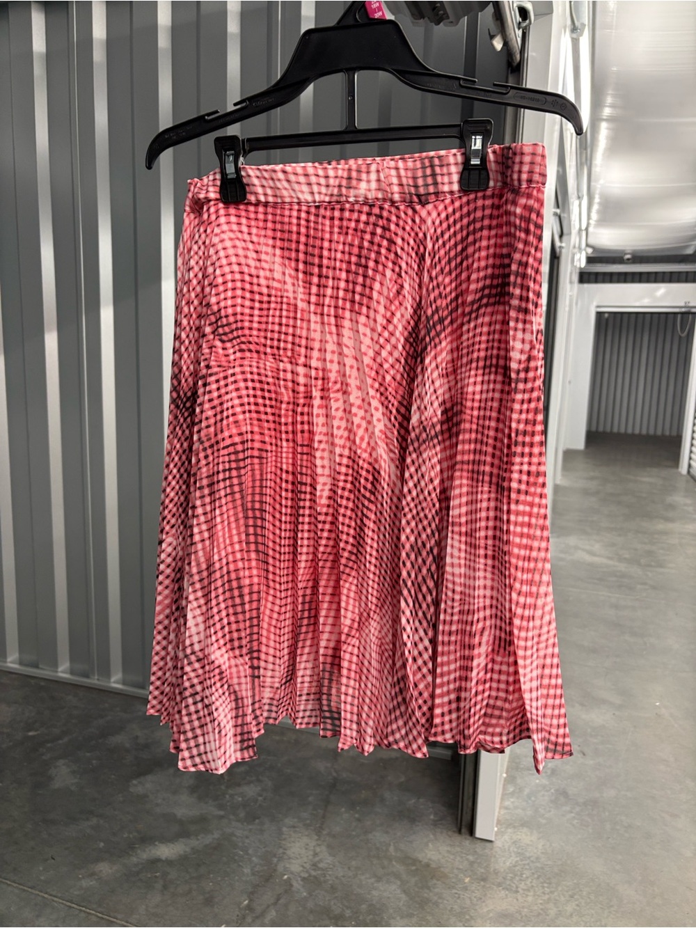 Kim Rogers Petite Pink Checked Pleated A-Line Knee Length Tie Dye Lined Skirt PM